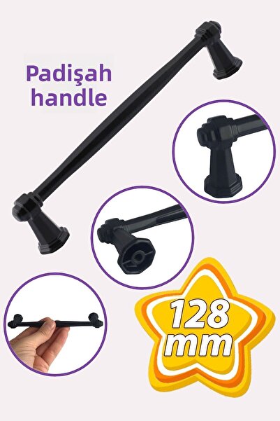 GLASWEN Mâner Padişah 128 mm, negru, mâner pentru bucătărie, mâner pentru ușă...