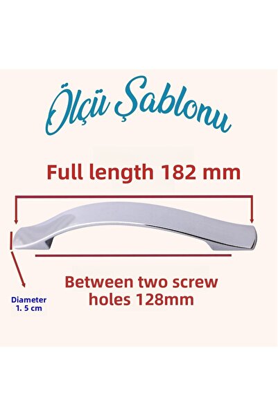 Badem10 Elif Mobila Bucatarie Sertar Dulap Ușă Dulap Metal Plat 128 Mm Cromat Mâner Mâner