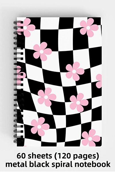Anime Marketi دفتر ملاحظات ذو غلاف صلب حلزوني مقاس A5 مع تصميم زهور مربعة 120 ورقة