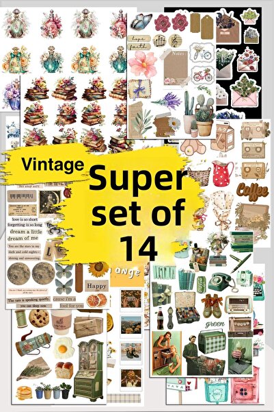 LiyaCraft Σετ με 14 αυτοκόλλητα Super Vintage