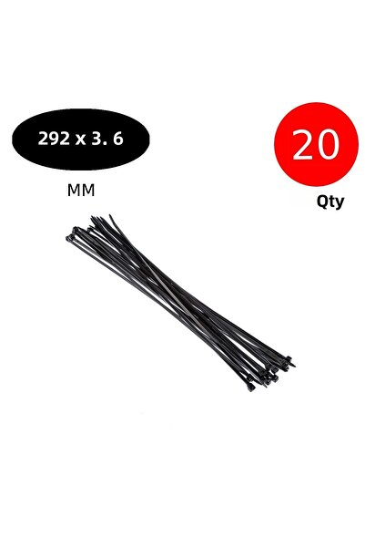Tek-İş مشبك كابل بلاستيك 292 مم × 3.6 مم أسود 20 قطعة
