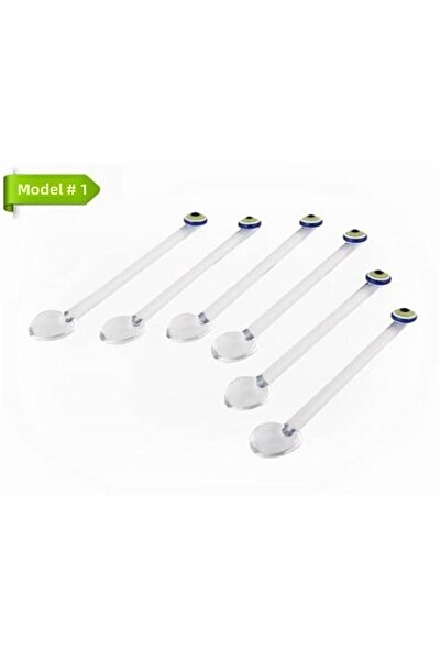 Kenpool 6 Colored Teaspoons - Glass, Tea, Coffee, Long Handle Sweet