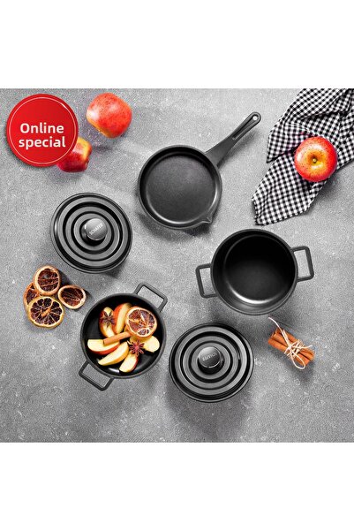 Schafer طقم أواني طهي ميني كاست ريترو 5 قطع - أسود
