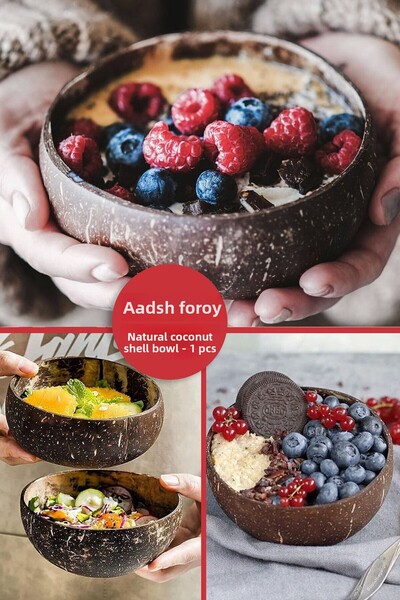 Anadolu Saray Çarşısı وعاء جوز الهند الطبيعي - وعاء طعام لسلطة الفاكهة