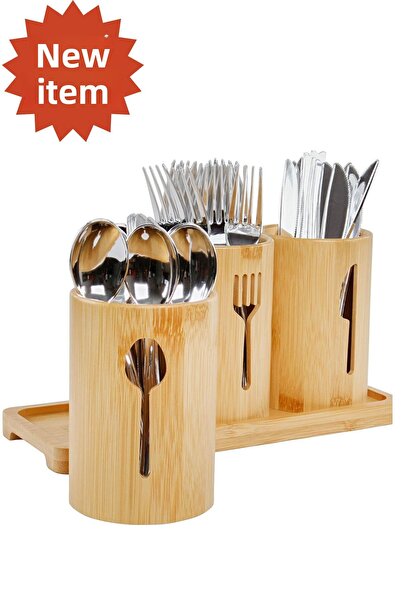 NEWNOW Μπαμπού 3 τεμαχίων οργάνωσης κουταλιών και μαχαιριών