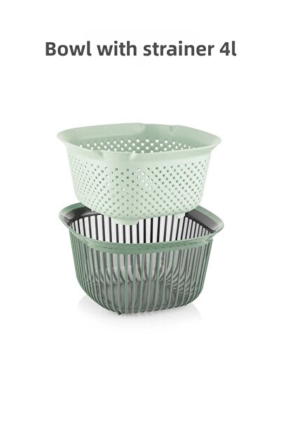 Melkan Home وعاء مصفاة أخضر سعة 4 لتر - مصفاة أرز ومعكرونة ومتعددة الأغراض