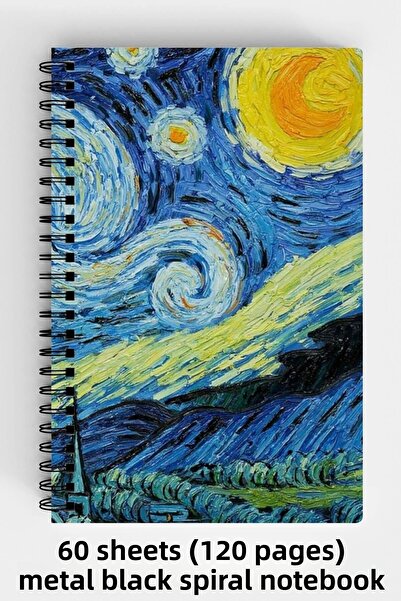 Anime Marketi Van Gogh Painting Design A5 Spiral Hard Cover Notebook 120 Sheets