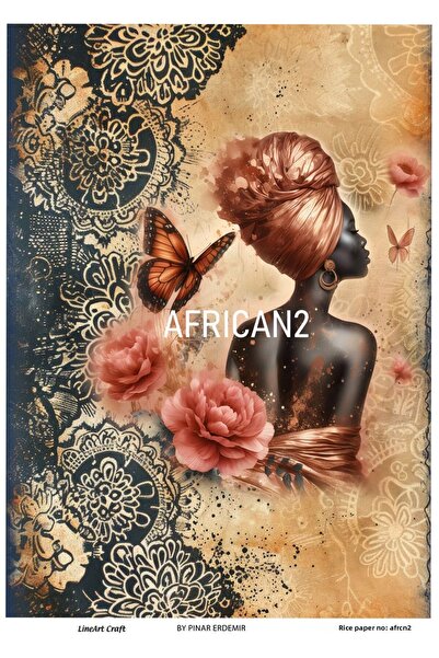 LİNEART ورق تزيين نحاسي مقاس 29 × 42 سم من السلسلة الأفريقية - رقم: AFRCN2