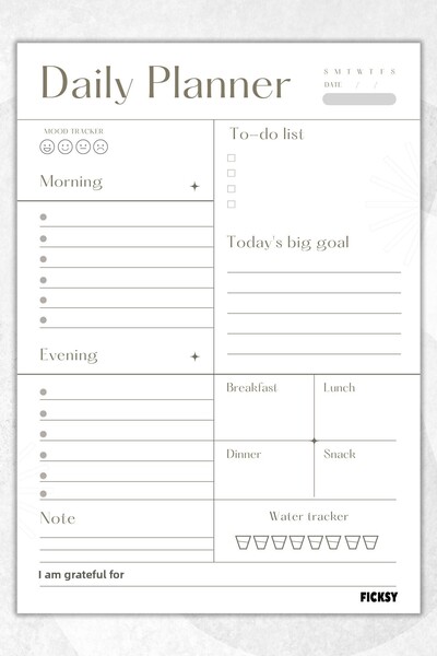 Ficksy مخطط يومي - مقاس A4 للقيام به - 30 ورقة - مخطط يومي