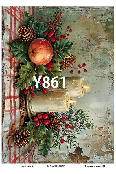 LİNEART New Year Series Y861 Brass Decopage 30 * 42 cm
