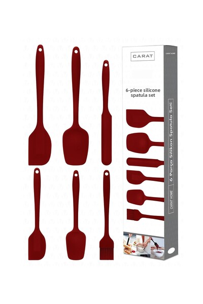 Carat Home 6-Piece Black Silicone Spatula Set - Heat Resistant, Fireproof and Non-Stick