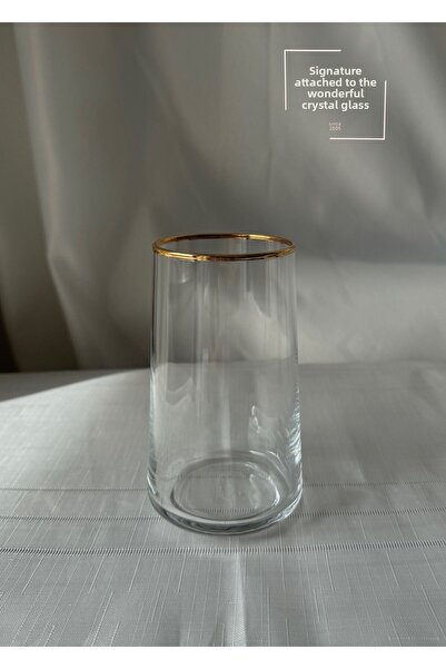 Şahika Kristal cama atılan imza Set of 6 Vera Gold Soft Drink Glasses