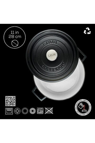 Lava Cast Round Pot Cast Iron Solid Handle Edition Series Diameter(Ø)28cm