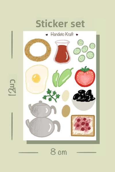 Handeto Kraft Set de autocolante tematice pentru micul dejun, autocolant, alb...