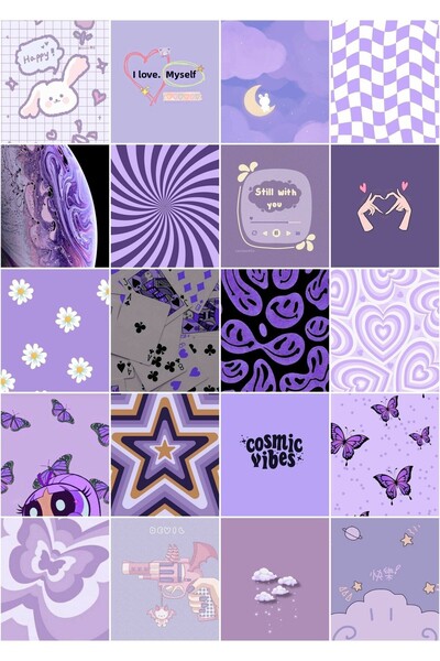 owl bag مجموعة ملصقات متعددة باللون الأرجواني الجمالي