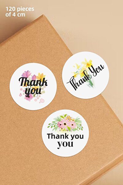 Özer Store 120 قطعة من ملصق عبوة المنتج اللاصق الدائري مكتوب عليه شكرًا لك