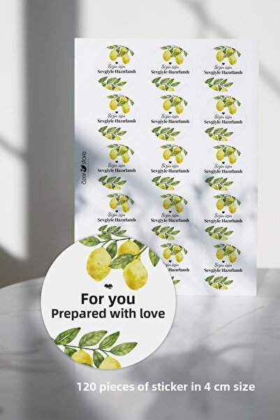 Özer Store 120 قطعة من ملصقات تغليف المنتجات اللاصقة الدائرية بالليمون، ملصق ...