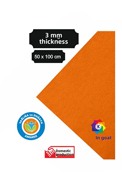 KeçeBizde لباد سميك برتقالي ناعم 3 مم مقاس 50 × 100 سم