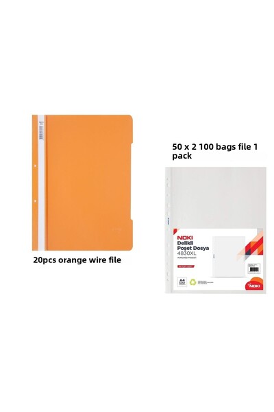 KarmaOfis Orange Wire Binder Set 3 (20 Orange Wire Binders + 100 Bag Binders)