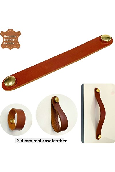 ipekbazaar 2 bucăți mâner modern pentru dulap cu sertar din piele naturală, m...