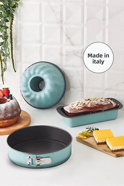 Karaca طقم قوالب كيك من الفولاذ الكربوني مكون من 3 قطع من Multichef Mito Green
