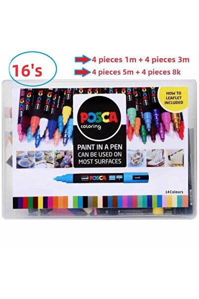 Uni Posca Set of 16 - 1m, 3m, 5m, 8k Marker