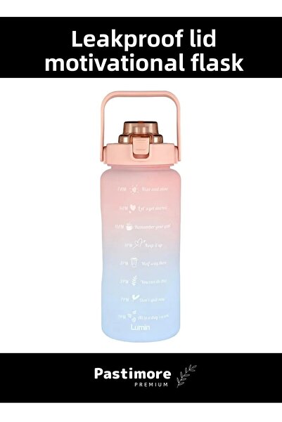 Pastimore زجاجة مياه بلاستيكية صحية مطبوعة بقياس مزدوج اللون ومضادة للتسرب وم...