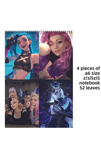 nihonwosekai مجموعة دفتر ملاحظات Arcane Jinx LoL Anime مقاس A6 غير مبطنة 52 ورقة