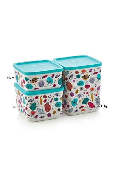 Tupperware Cubic Set of 3 Beach Food Storage Container Hsgl