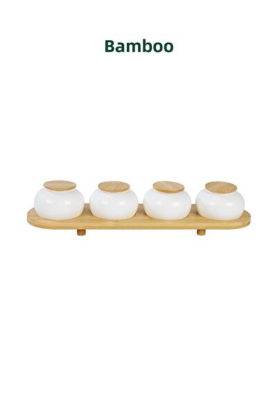 Bambum طقم توابل مكون من 4 قطع مع حامل - بسيط