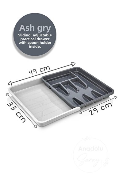 Anadolu Saray Extendable Sliding Adjustable Practical Drawer Spoon and Drawer Organizer Cutlery Organizer