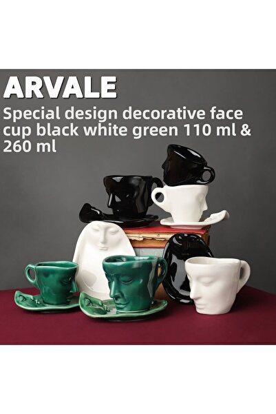ARVALE Scandinavian Face Shaped Cup Set 2 Pieces 110 ml - Mug Coffee Cup Set