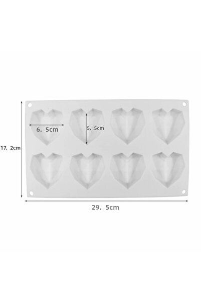 ELGALA Cake Mold Crystal Heart Shaped Silicone Chocolate, Soap, Cake Mold 8 Compartments