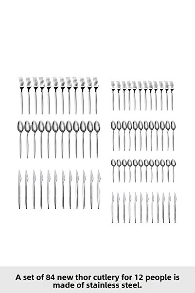 Karaca New Thor 84-Piece 12-Person Elegance Boxed Cutlery Set