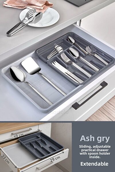 Anadolu Saray Extendable Sliding Adjustable Practical Drawer Spoon and Drawer Organizer Cutlery Organizer