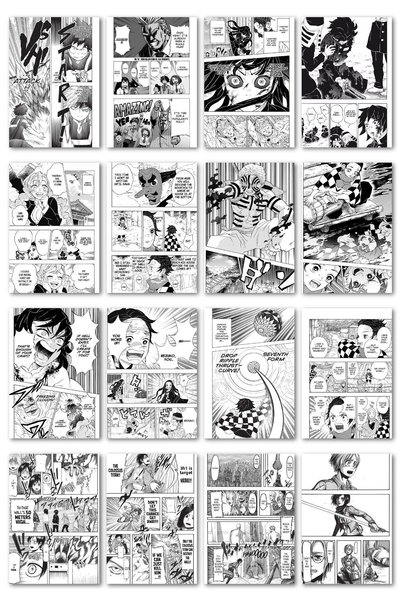 NeoPrint Manga Comic Card Poster - 50 Pieces Japanese Black and White Comic Anime Magazine Wall Decor