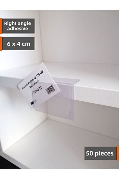 Şeffaf Etiket 50 τεμάχια PVC αυτοκόλλητη θήκη ετικετών ορθής γωνίας 6x4 εκ. Θ...