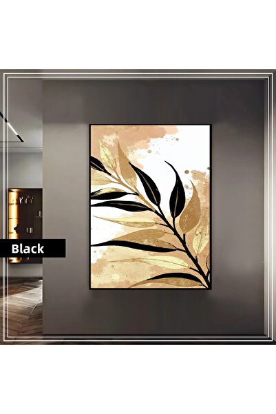 Harikabirev HARİKABİREV | MODELL ABSTRACT BOHEM GOLD -FRUNZĂ NEGRĂ | TABLA DE STICLA TEMPLATA CU CADRU, SIMPLE, VERTICALA