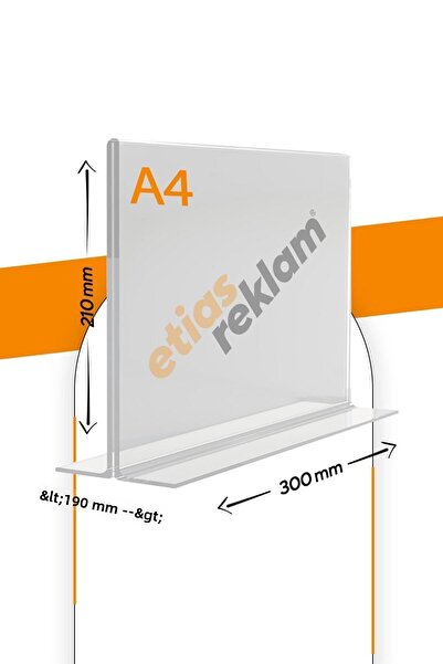 Etias Reklam Επιτραπέζια θήκη A4 T Οριζόντια 5 τεμαχίων Διαφανής θήκη από πλε...