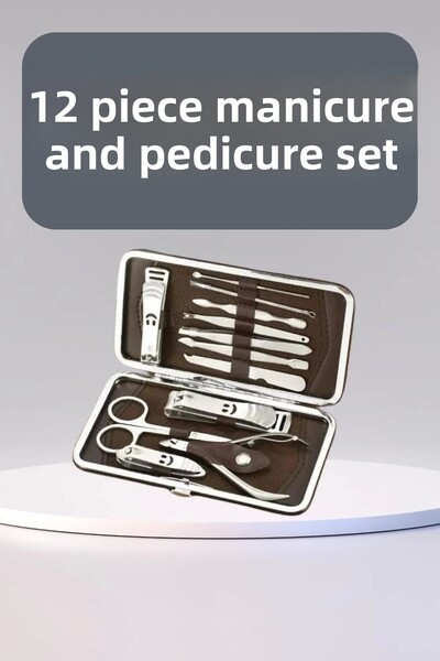 soonaksesuar 12 Pieces Manicure Pedicure Kit Nail Care Callus Removal Hand Foot Care