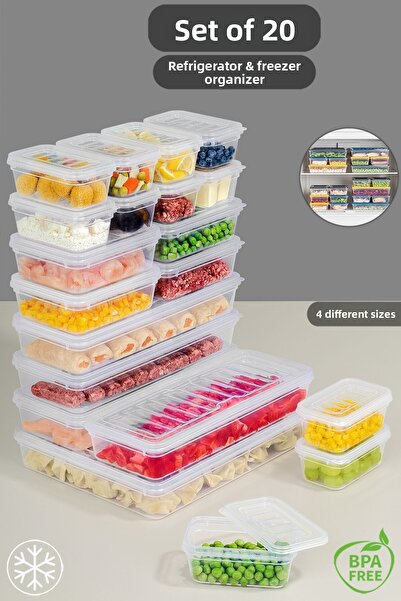 Meleni Home 20 Piece Transparent Lid Microwave Compatible Storage Container Set - Organizer Organizer Food Storage Container