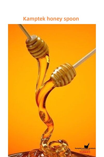 Taktakicat طقم ملعقة عسل خشبية مزخرفة من Kamptek مكون من قطعتين مقاس 15 سم