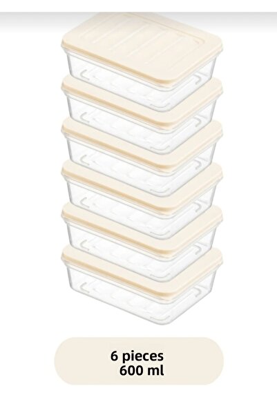 VİZYON 600 ml 6 Pieces Refrigerator Organizer Freezer Storage Container Breakfast Nutrition Containers