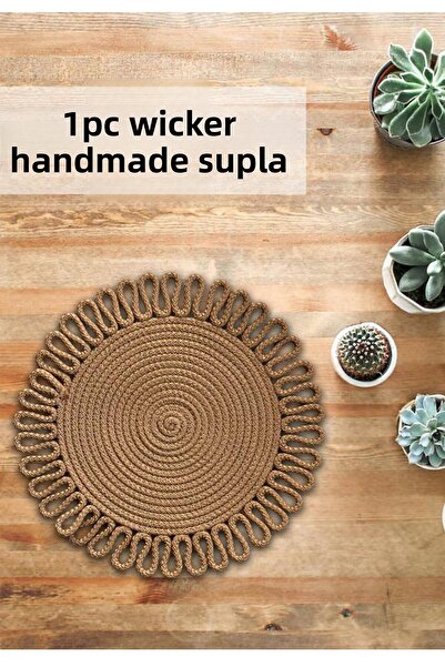 Evrimax 1 bucată placă de iută din răchită, lucrată manual, lavabilă, masă na...