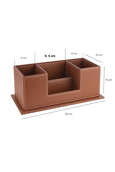 2K Кожен органайзер за писалки с 4 отделения, цвят дъга, веган, 10x12x25 см.