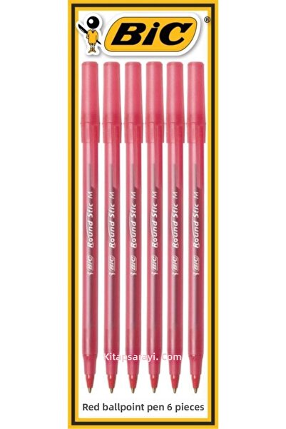 Bic Ballpoint Pen Round Stick 1.0 Mm Red 6 Pieces