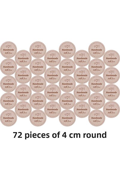 Atölye7Tasarım 72 bucăți 4 cm bej rustic handmade dragoste inimă cerc etichet...