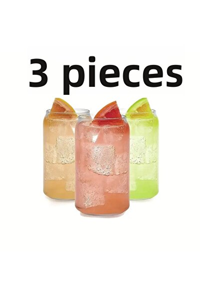Hiras Dizayn Set of 3 Heat Resistant Borosilicate Glass Cocktail and Soft Drink Cups Cold Coffee Drink Cups 420ml