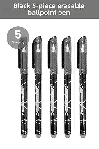 Furkan Neşriyat قلم حبر جاف قابل للمسح - أسود (5 قطع)