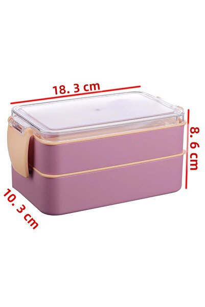 LEON LİFE Leon Life 2 Tier Lunch Box - with Storage Container and Fork and Spoon Gift